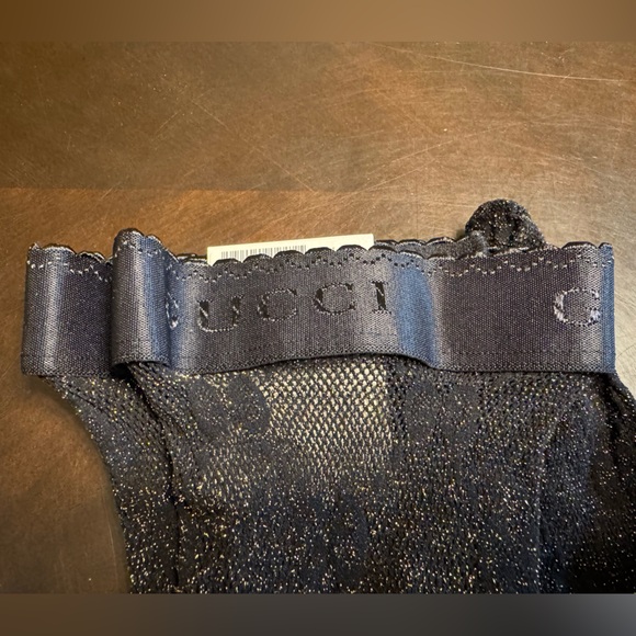 New Authentic Gucci GG Supreme Logo Tights Black Gold Size S - Picture 8 of 10